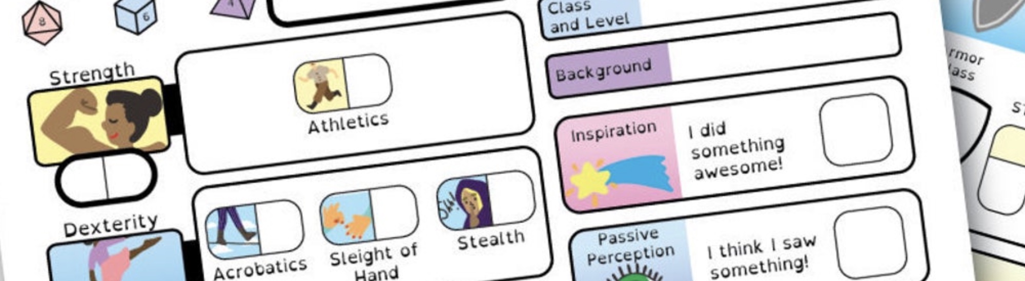 A fifth edition character sheet for dyslexia and children